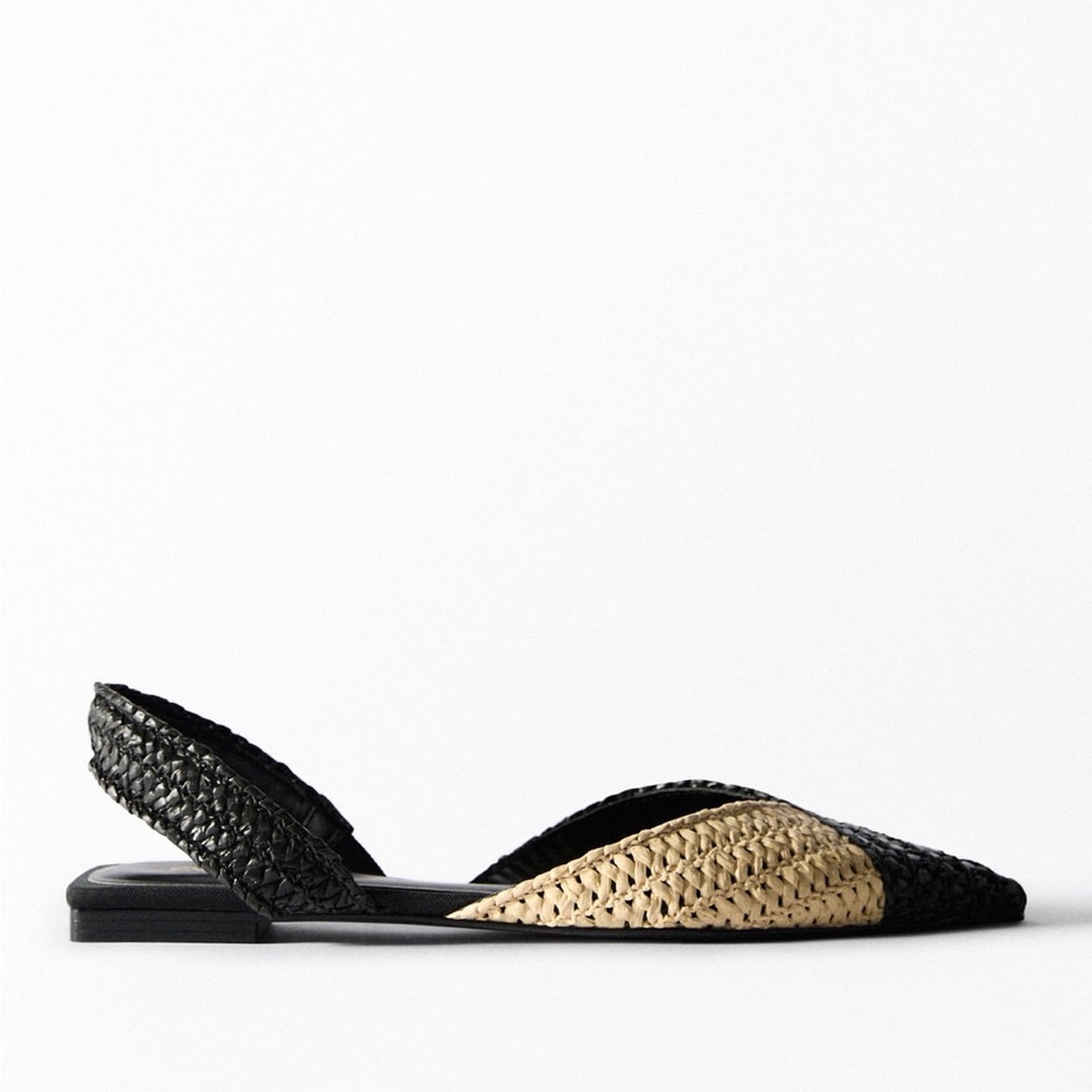 Brand New ZARA Woven Raffia Slingback Flats - Size 9☀️🌊🐚